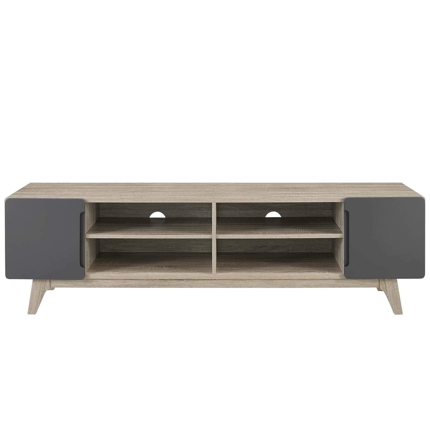 Modway Tread 70" Modern Wood TV Stand for TV up to 76" in Natural/Gray