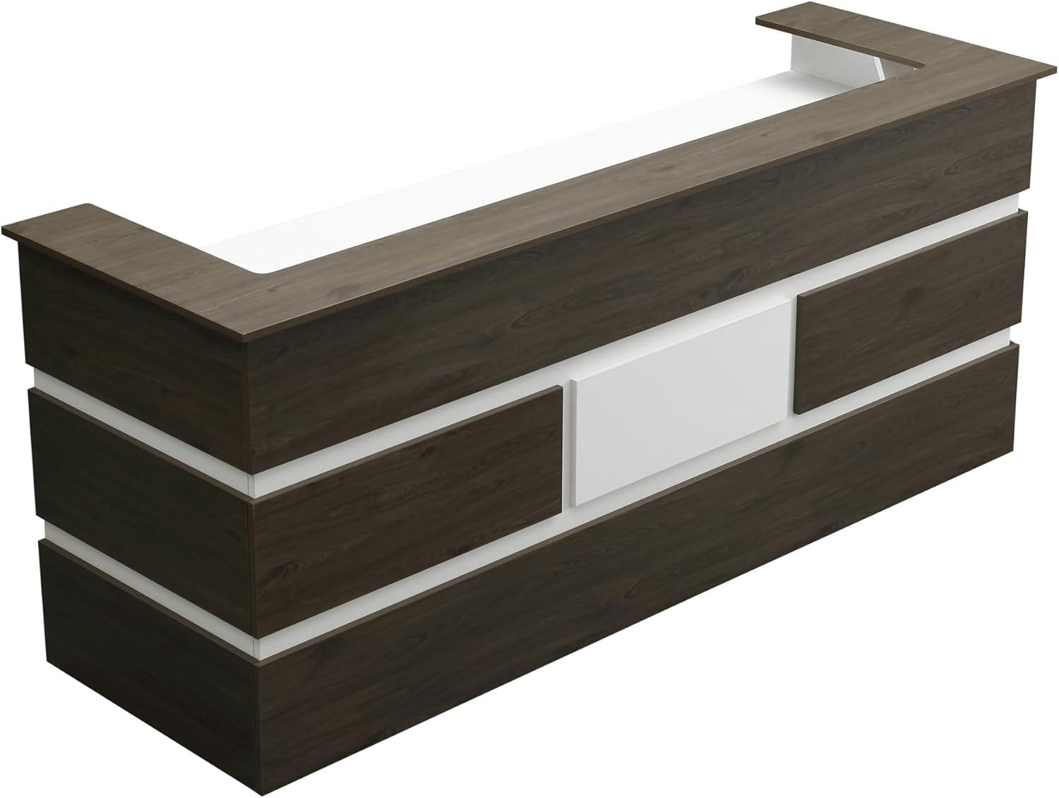 Mares 87'' Walnut and White Wood Reception Desk with Drawers