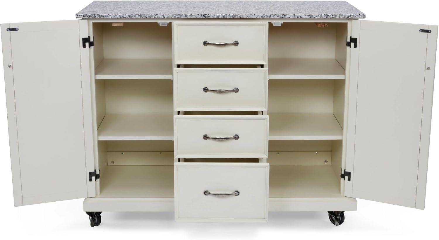 Homestyles Seaside Lodge Wood Kitchen Cart in Off White