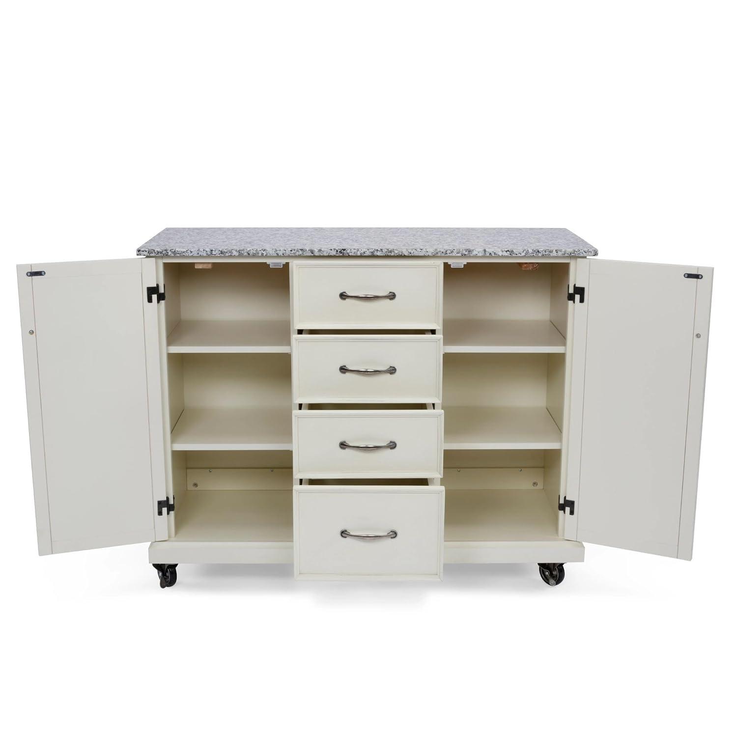 Homestyles Seaside Lodge Wood Kitchen Cart in Off White