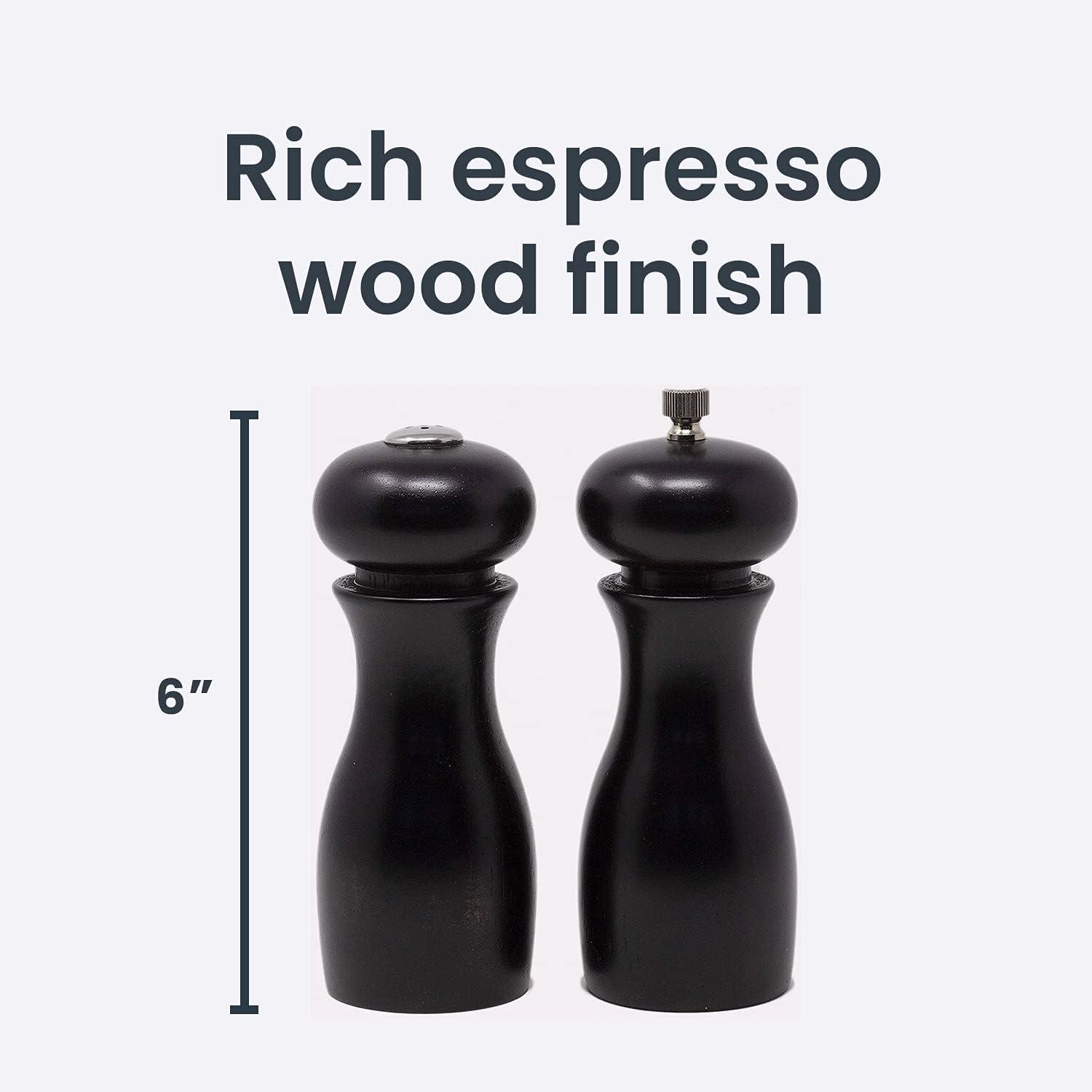 Olde Thompson 6" Caffe Wood Pepper Mill and Salt Shaker Set