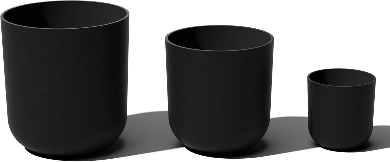 Veradek Mason Series Black Plastic-Stone Planter Set