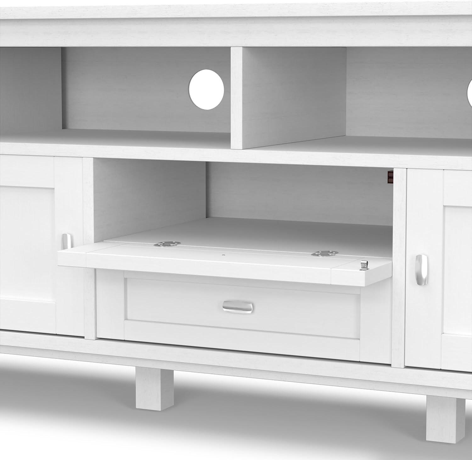 Simpli Home Warm Shaker 72"W Solid Wood TV Stand for TVs up to 80" with 4 Storage Cabinets and 2 Drawers