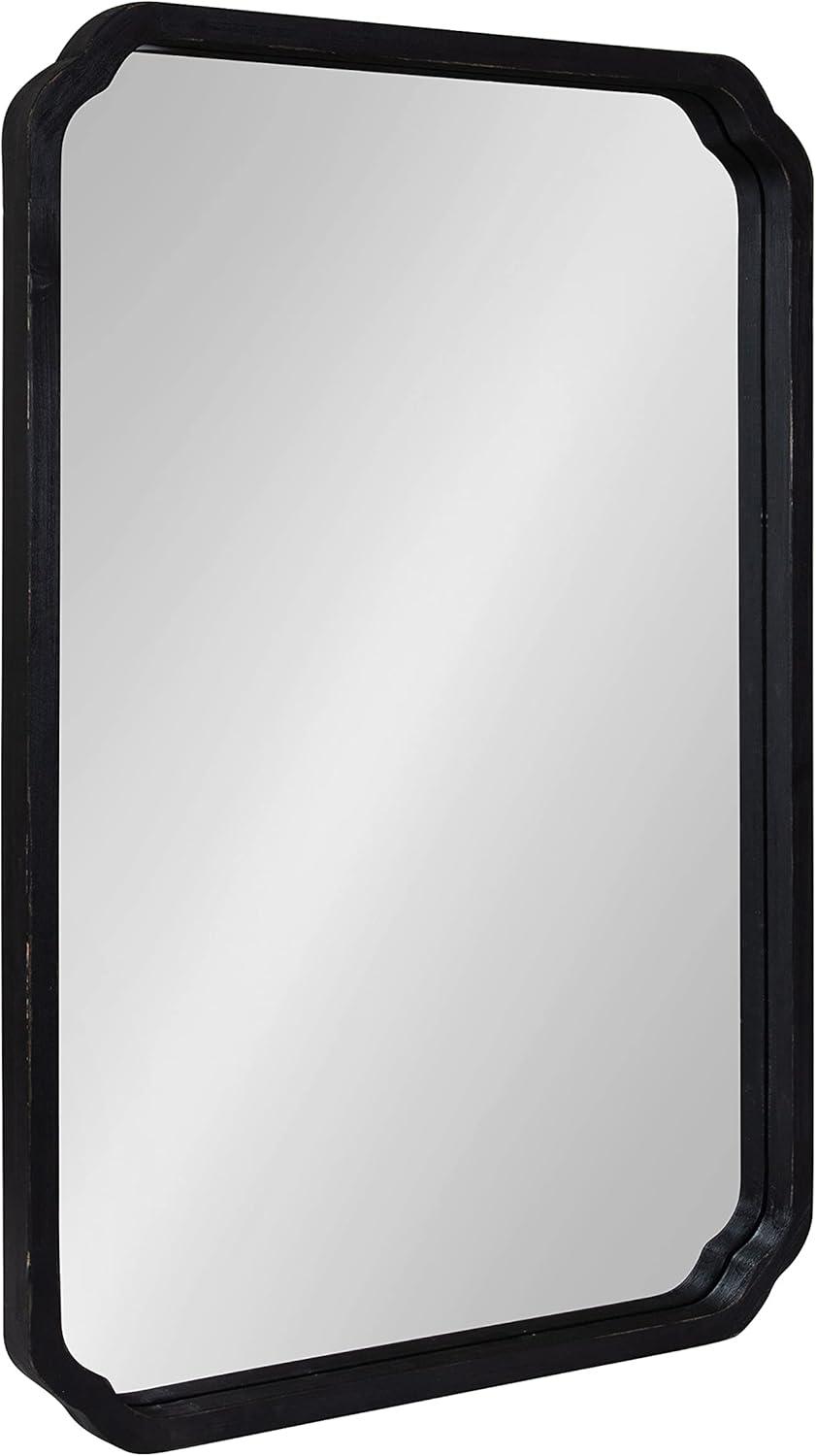 Kate & Laurel All Things Decor 24"x36" Marston Farmhouse Rectangle Wall Mirror Black: Modern Wood Frame, No Assembly Required