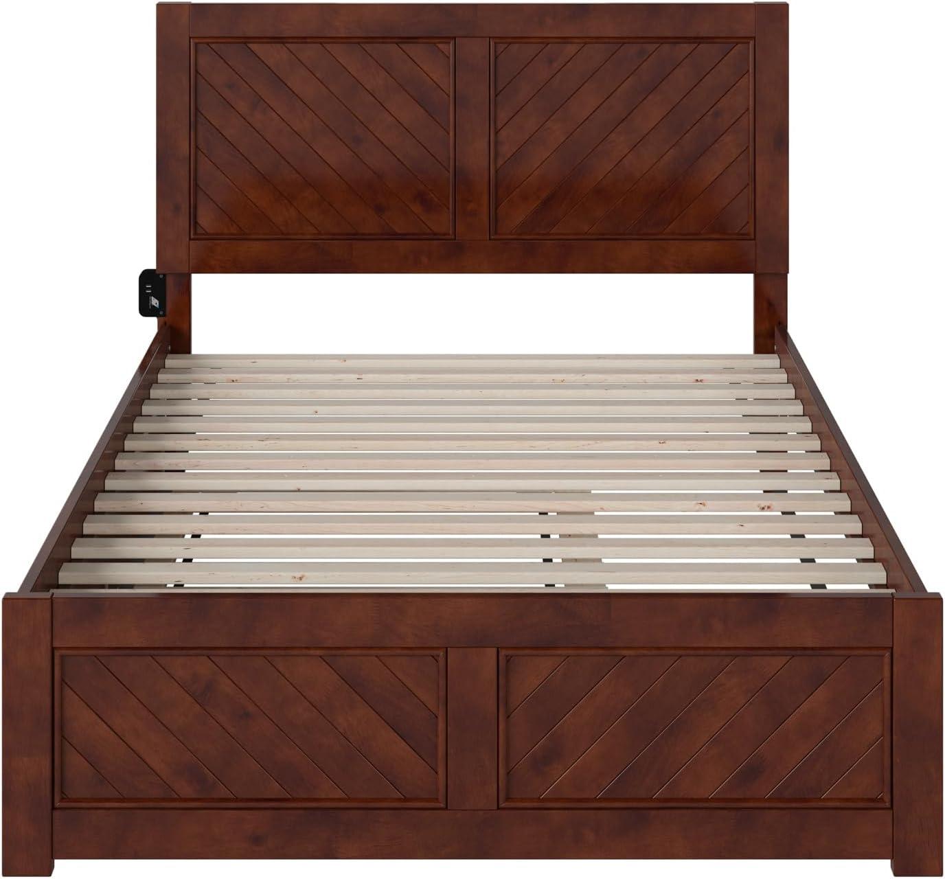 AFI Canyon Walnut Solid Wood Platform Bed with Matching Footboard & Twin Trundle, Full
