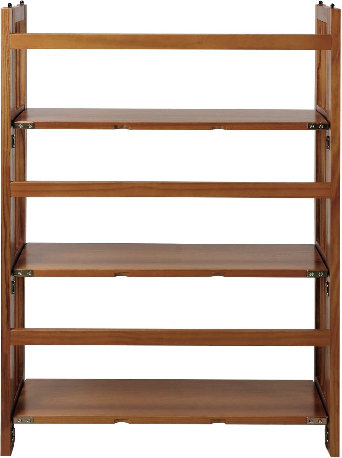 Mission Chestnut Medium Stained 3-Shelf Stackable Wood Bookcase