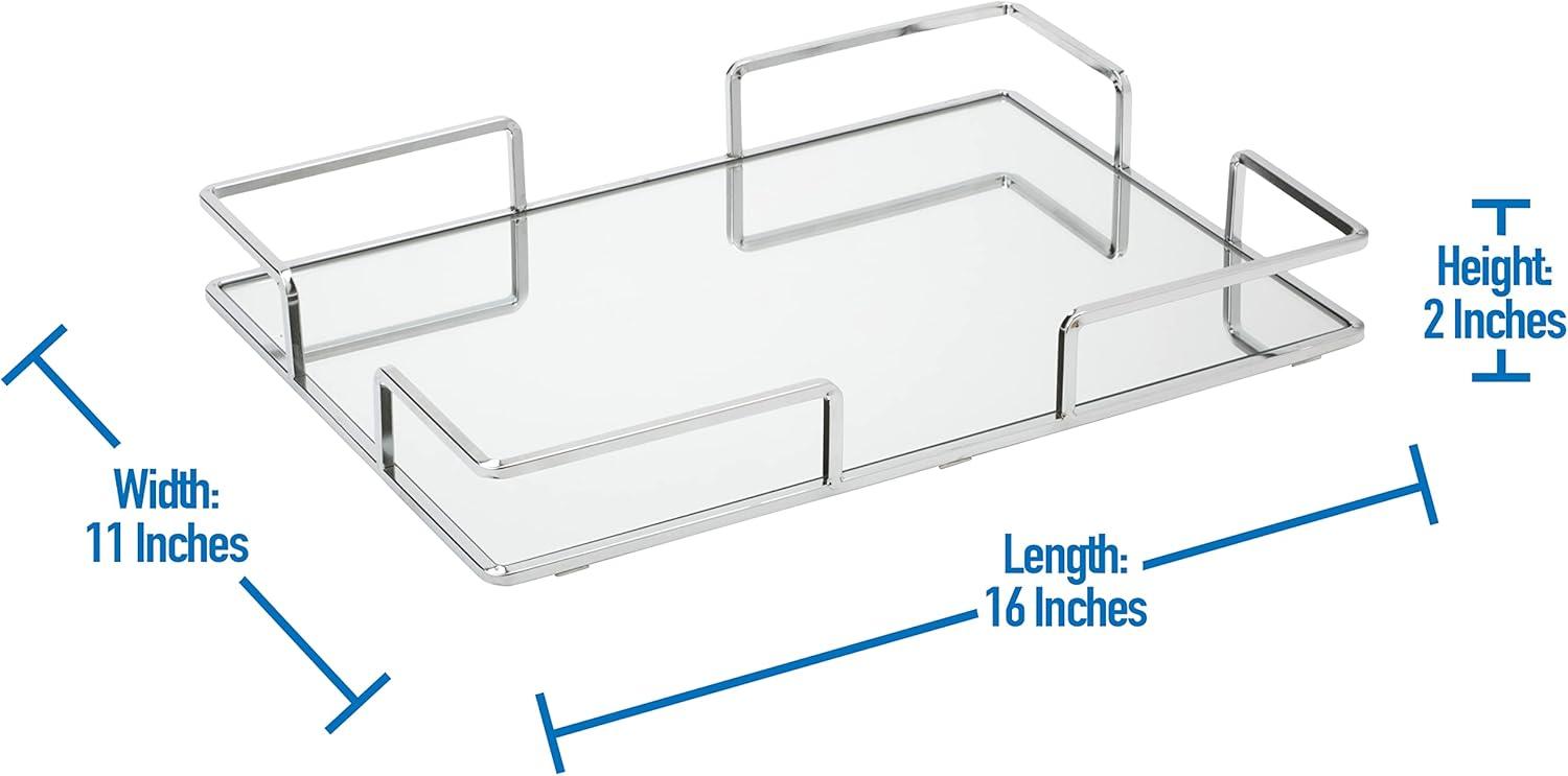 Home Details Modern Square Design Bathroom Tray Chrome : Microfiber, Machine Washable, Non-Slip Backing