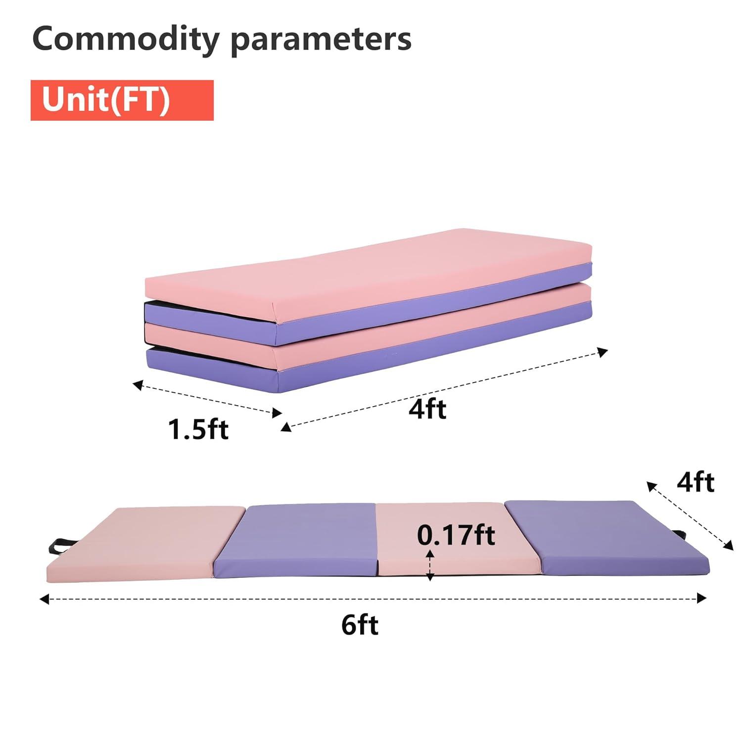 PayLessHere Gymnastics Mat - Folding Gymnastic Mat for Tumbling, Stretching, Yoga & Arts - Thick PU Leather - Indoor/Outdoor