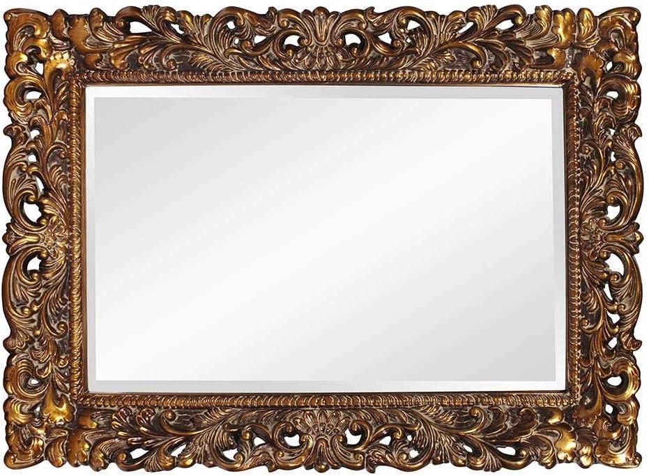 Antique Gold Leaf Rectangular Wood Bathroom Mirror