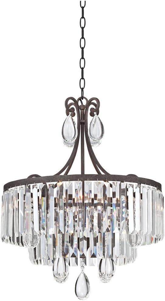 Elegant Bronze and Crystal 20" Wide 4-Light Chandelier