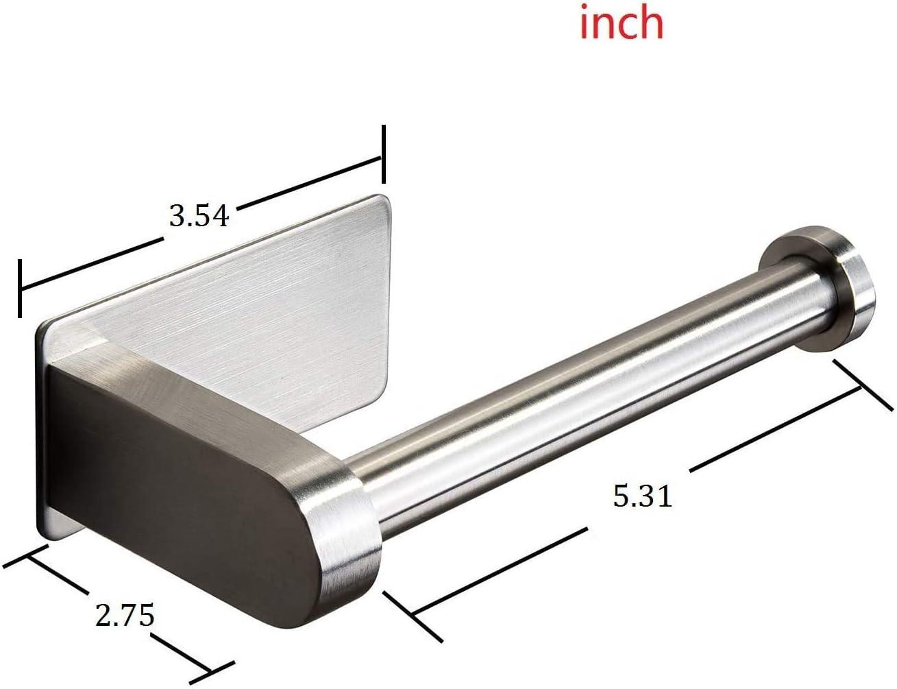 Brushed Silver Stainless Steel Self-Adhesive Toilet Paper Holder