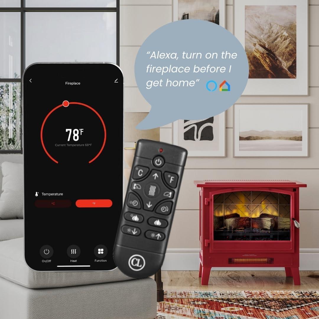 Country Living Smart Infrared Electric Fireplace Stove Heater, Alexa and Google Home Compatible