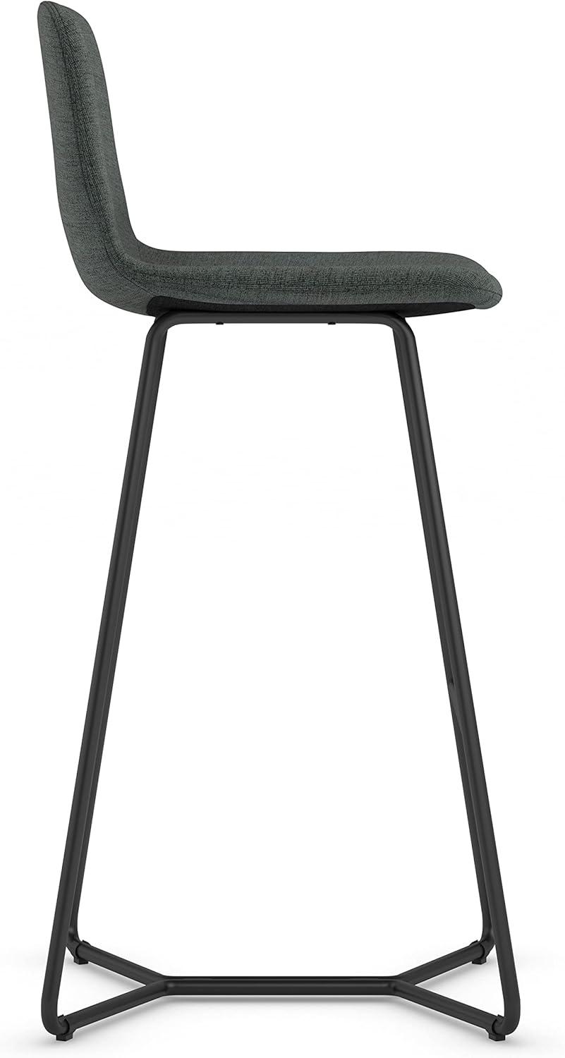 Simpli Home Wilcox Bar Stool in Charcoal Grey Woven Fabric