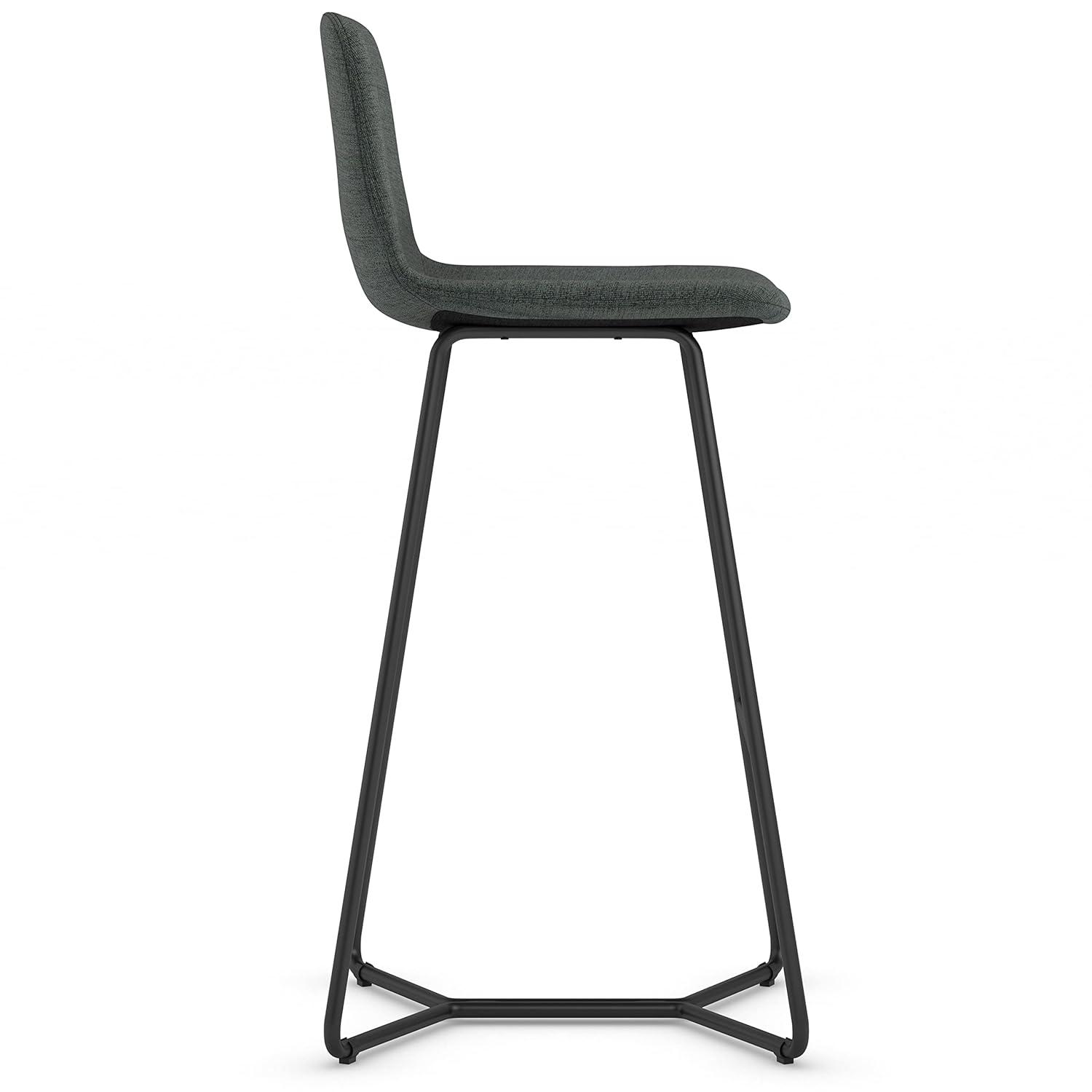 Simpli Home Wilcox Bar Stool in Charcoal Grey Woven Fabric