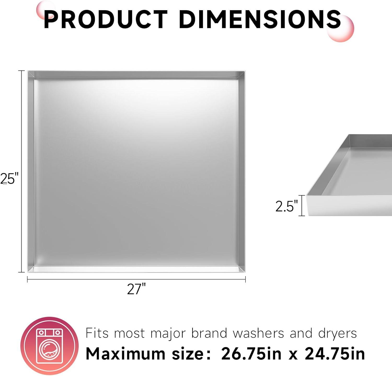 27" x 25" Stainless Steel Washer and Dryer Drain Pan