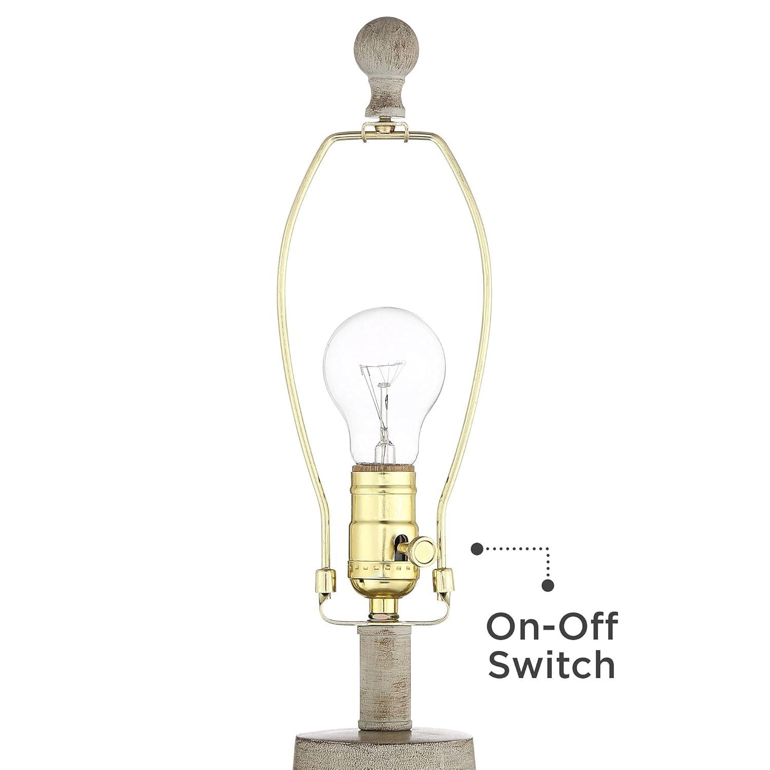 Regency Hill Glenn Rustic Country Cottage Table Lamps 27" Tall Set of 2 Brushed Gray Terra Cotta Beige Fabric Shade for Bedroom Living Room Nightstand