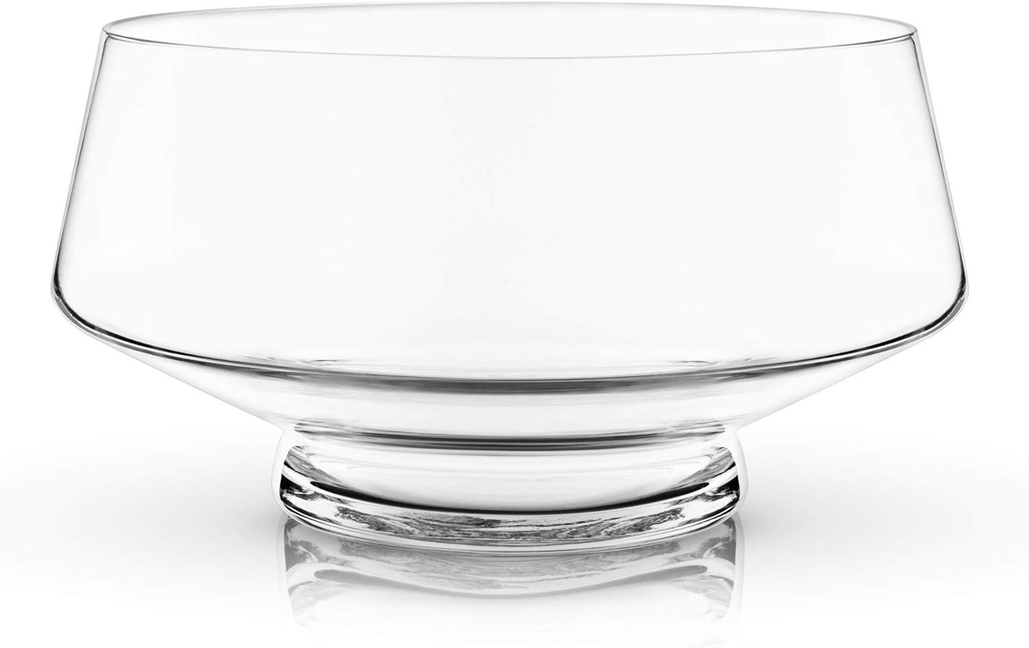 Viski Footed Glass Punch Bowl, Heavy Base Bowl With Angled Design Party Serveware for Cocktails, Functional Centerpiece, Clear, 2.5 Gallons