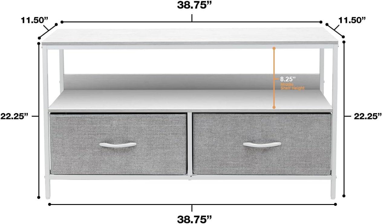 Sorbus 2 Drawers TV Stand Dresser with Steel Frame, Wood Top, & Fabric Bins