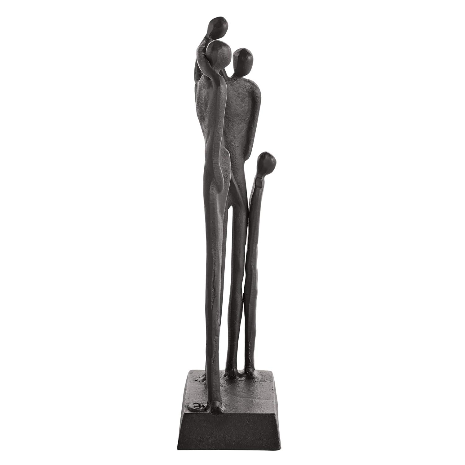 Danya B Brown Cast Iron Abstract Family of Four Together Sculpture - Tabletop Figurine For Desks, Accent Tables, or Shelves