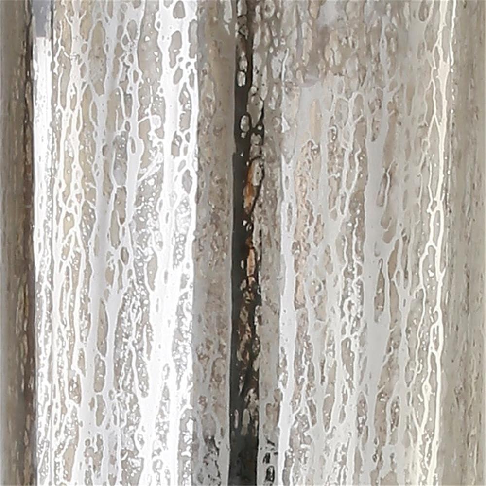 Evelyn&Zoe Numit 68.75" Tall Floor Lamp with Glass Shade, Brushed Nickel/Mercury Glass