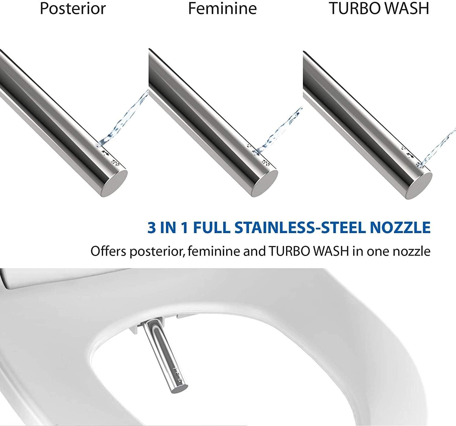 VOVO STYLEMENT VB-6100SR Electronic Bidet, Round, UV LED Sterilization, Heated Seat, Warm Dry and Water, Self Cleaning Full Stainless Nozzle, Made in Korea - White