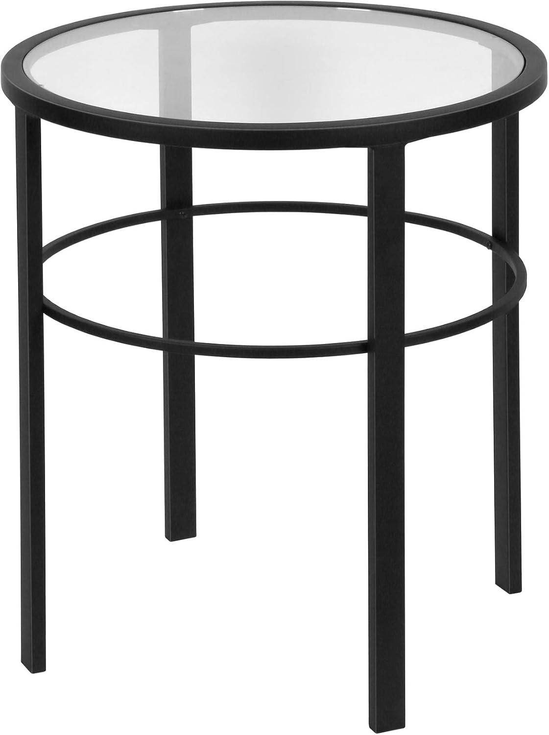 20" Blackened Bronze and Glass Round Side Table