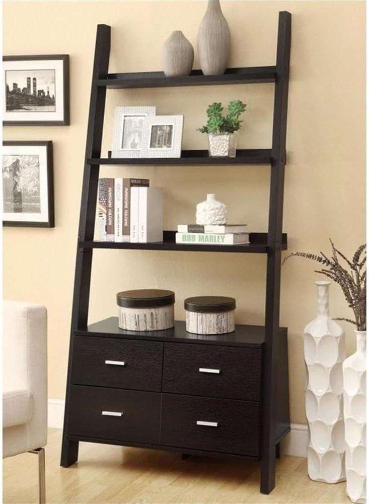 Coaster Colella 4-Shelf Ladder Contemporary Wood Bookcase in Cappuccino