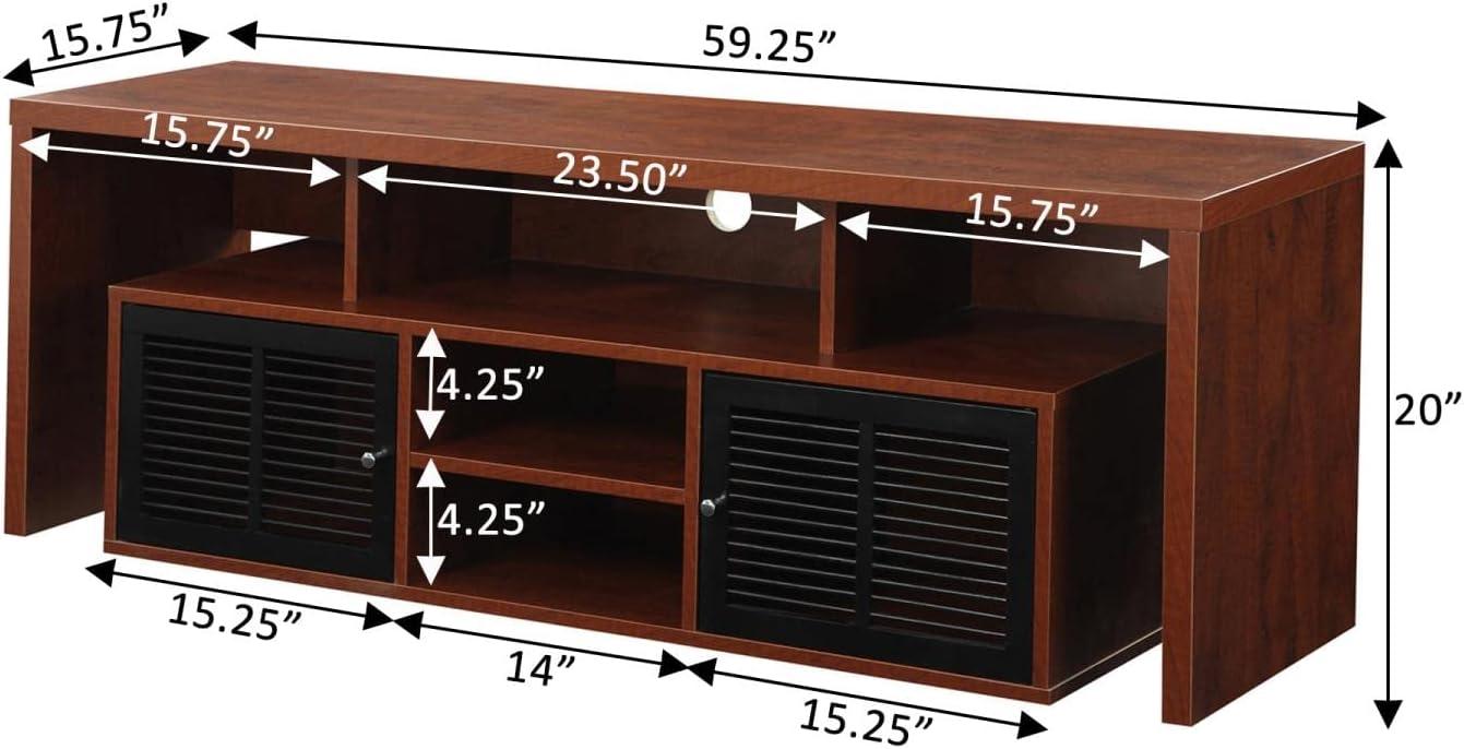 Convenience Concepts Lexington 65 inch TV Stand with Storage Cabinets and Shelves, Cherry