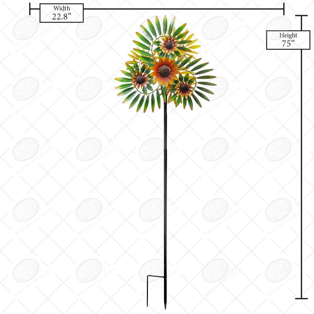 Red Carpet Studios Spinner Stake Flowers Yellow Green Leaves