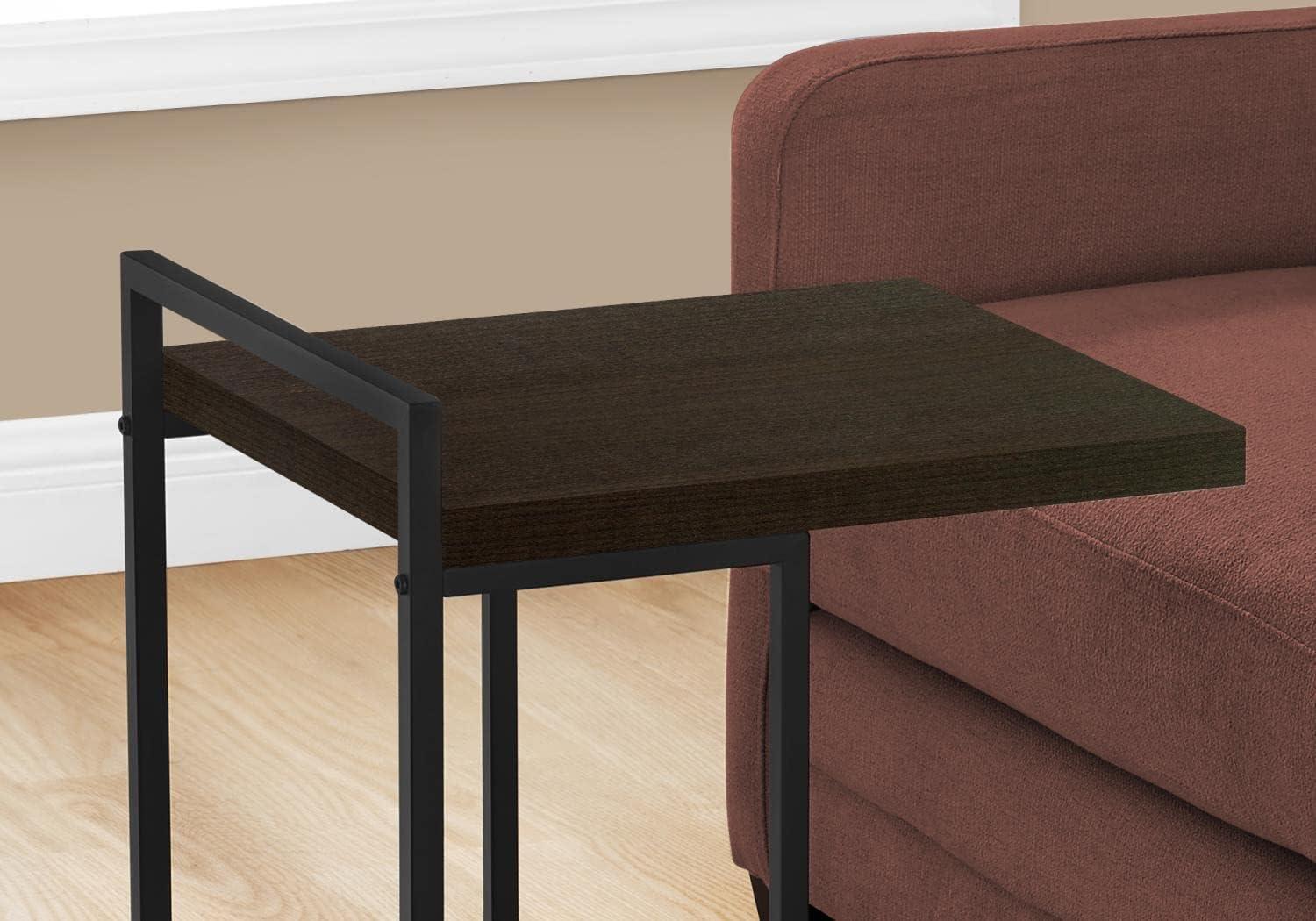 Monarch Specialties Accent Table, C-shaped, End, Side, Snack, Living Room, Bedroom, Brown Laminate, Black Metal, Contemporary, Modern