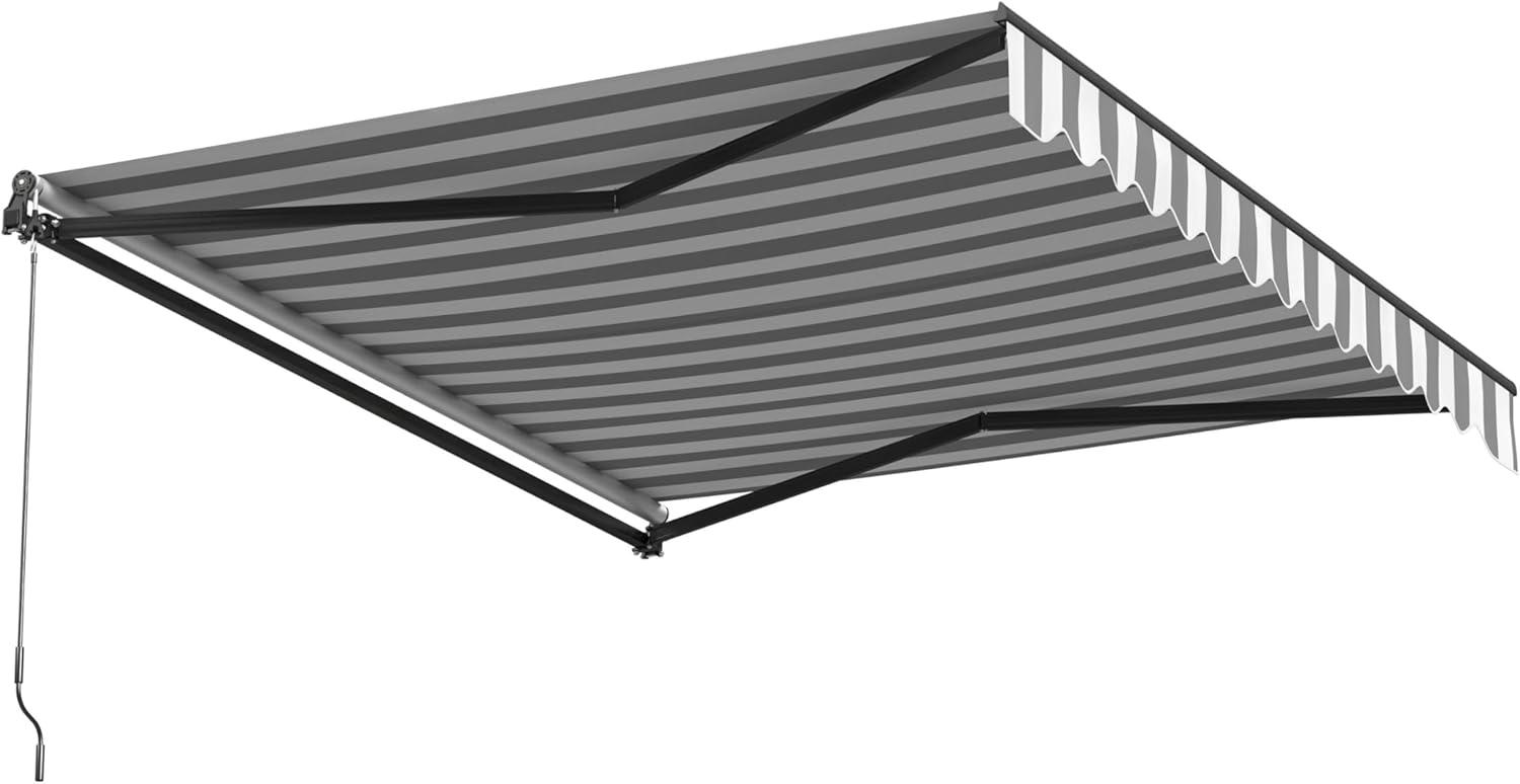 ALEKO Retractable Home Patio Awning | Deck Canopy |UV Protection Sunshade | Manual Black Frame | Upgraded 2024