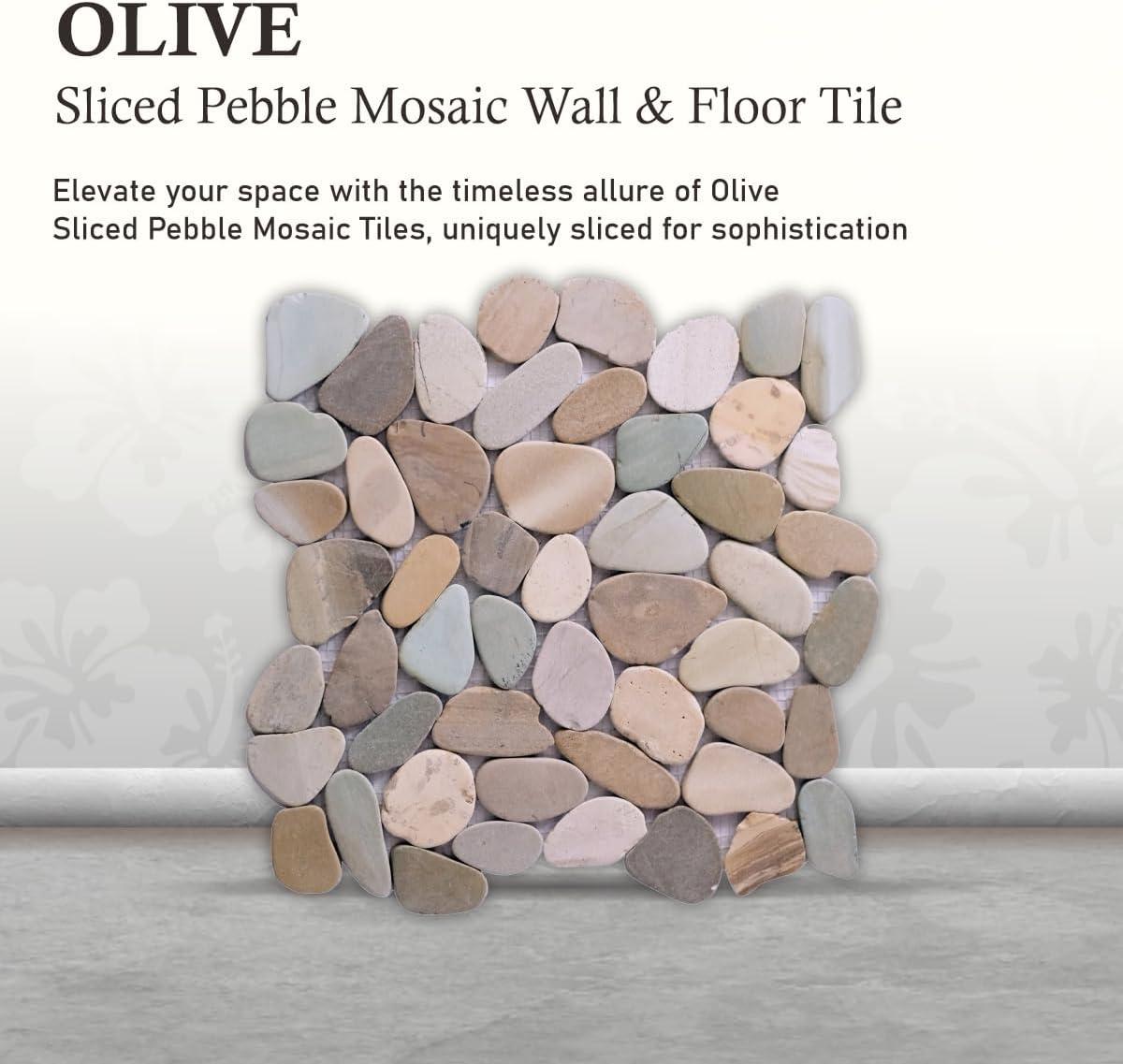 b.o.i Hawaii 12" x 12" Natural Stone Pebbles Mosaic Wall & Floor Tile