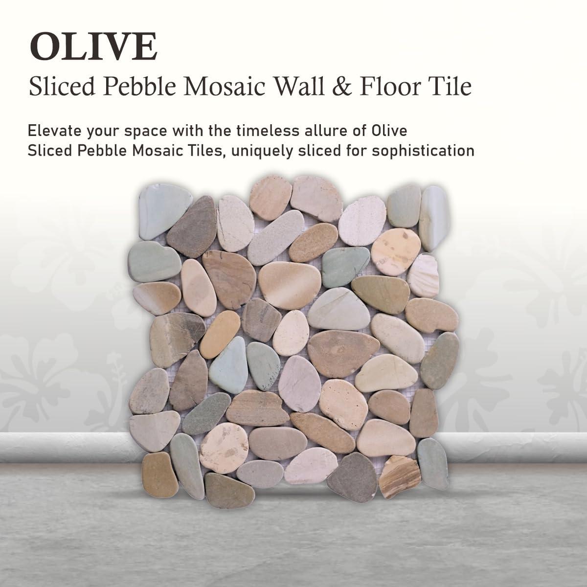 b.o.i Hawaii 12" x 12" Natural Stone Pebbles Mosaic Wall & Floor Tile