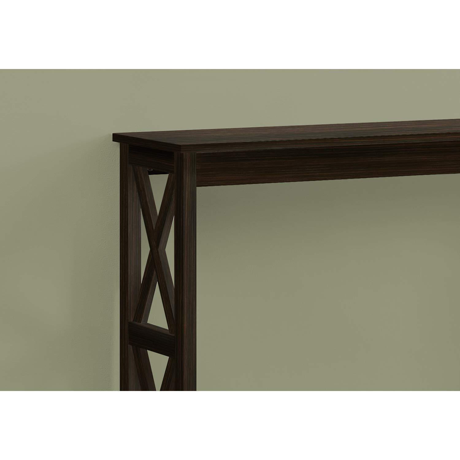 Monarch Specialties Accent Table Console Entryway Narrow Sofa Living Room Bedroom Brown Laminate Black Metal Contemporary Modern
