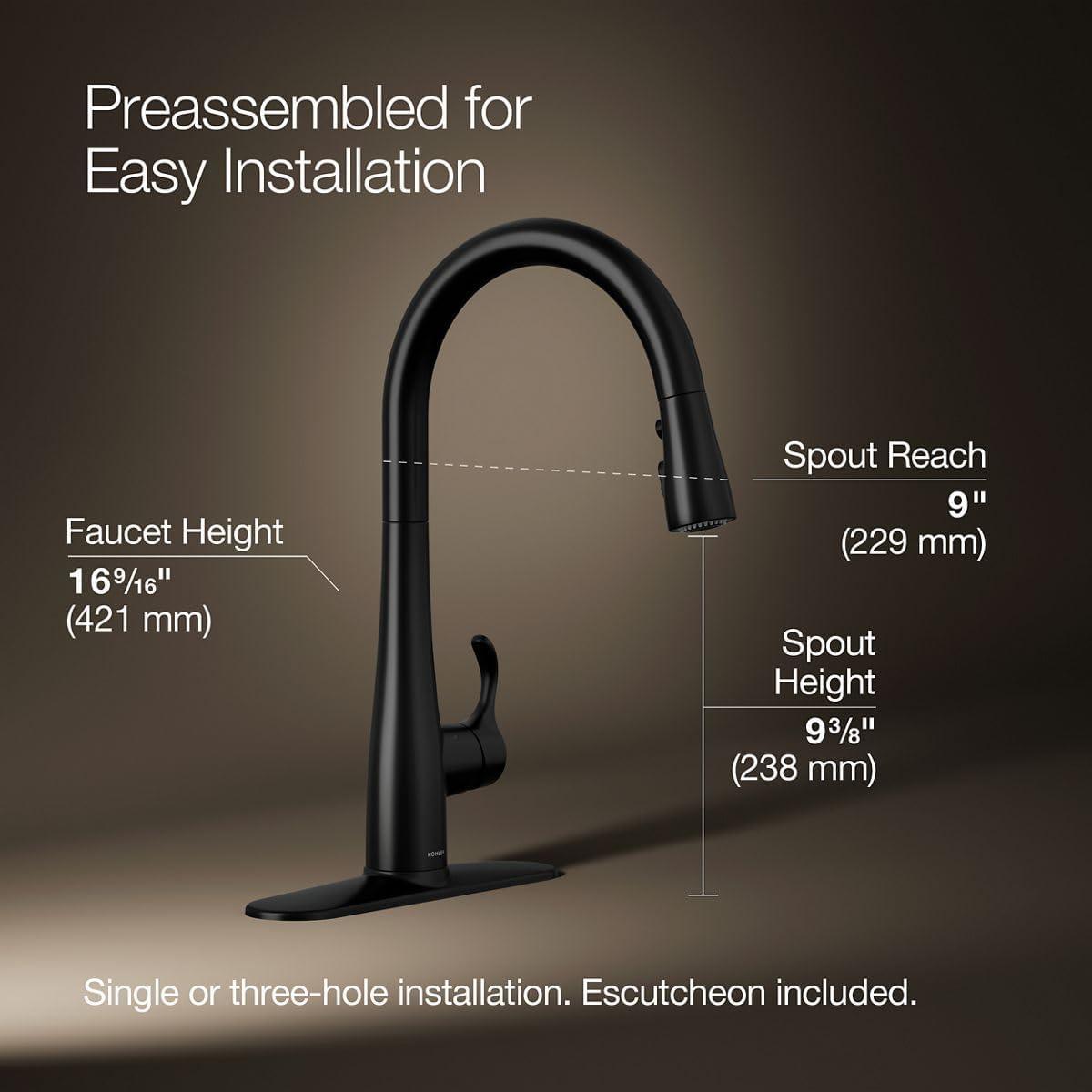 Simplice Touchless Pull-Down Kitchen Sink Faucet with Three-Function Sprayhead