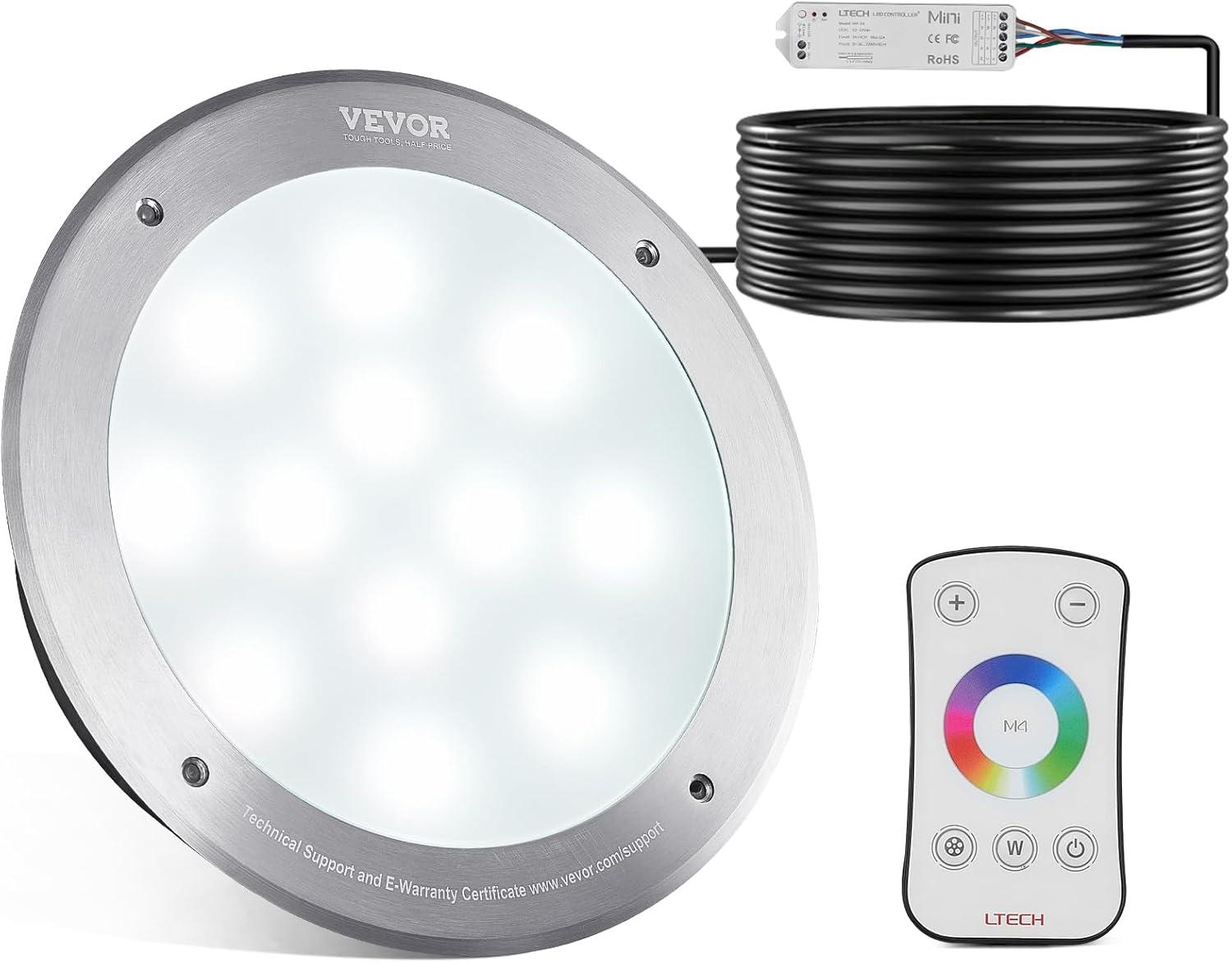 120V AC LED Pool Light, 10 Inch 40W, RGBW Color Changing Inground Swimming Pool Spa Light Underwater, with 50 FT Cord Remote Control, Fit for 10in Large Wet Niches, IP68 & Tested to UL Standards