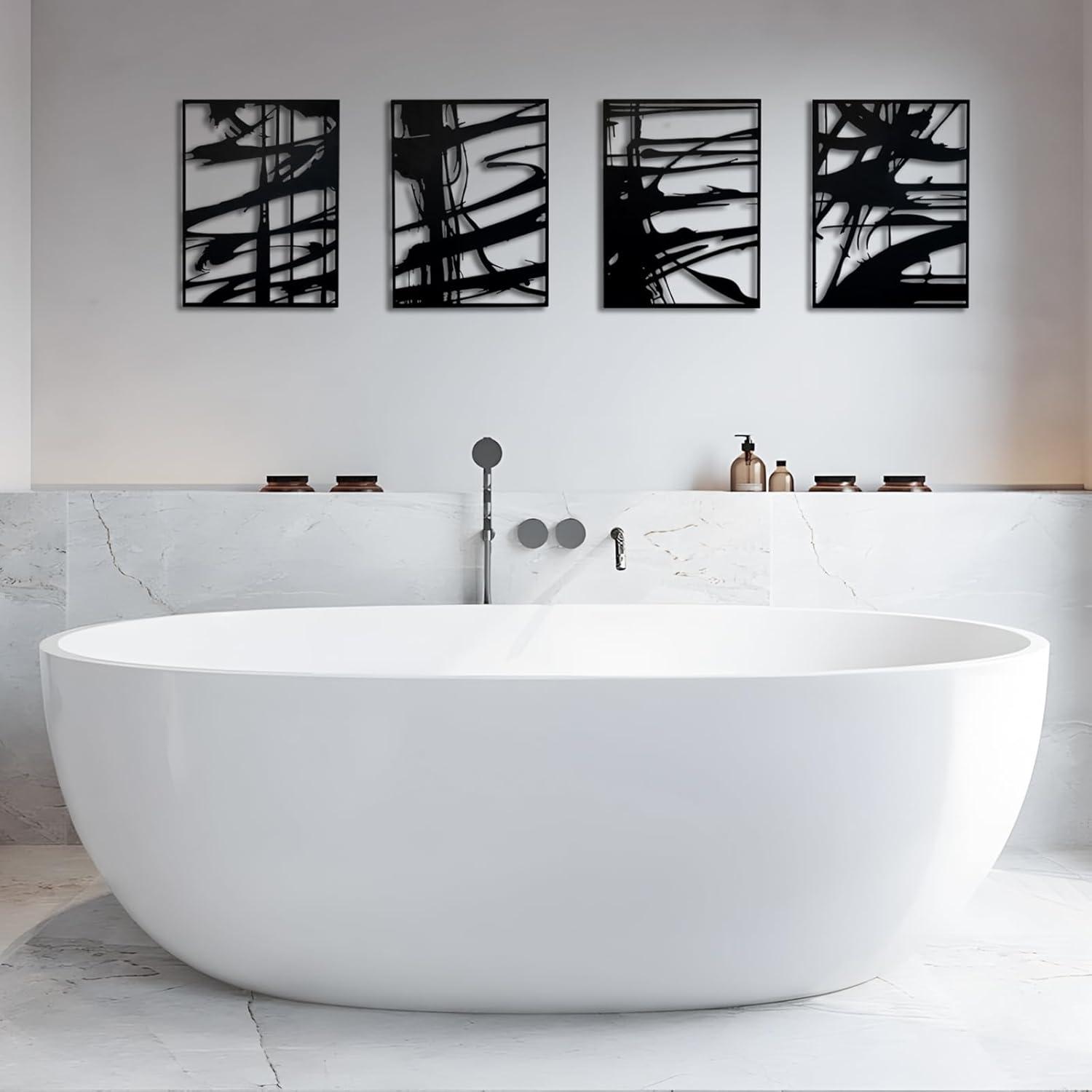 Ivy Bronx 4 Pack Black Abstract Metal Wall Art, Minimalist Décor Single Line Art Wall Décor, 3D Textured Metal Wall Sculptures, For Living Room Bedroom Bathroom Study Room (Black Abstract, M Size 16 X 11'')