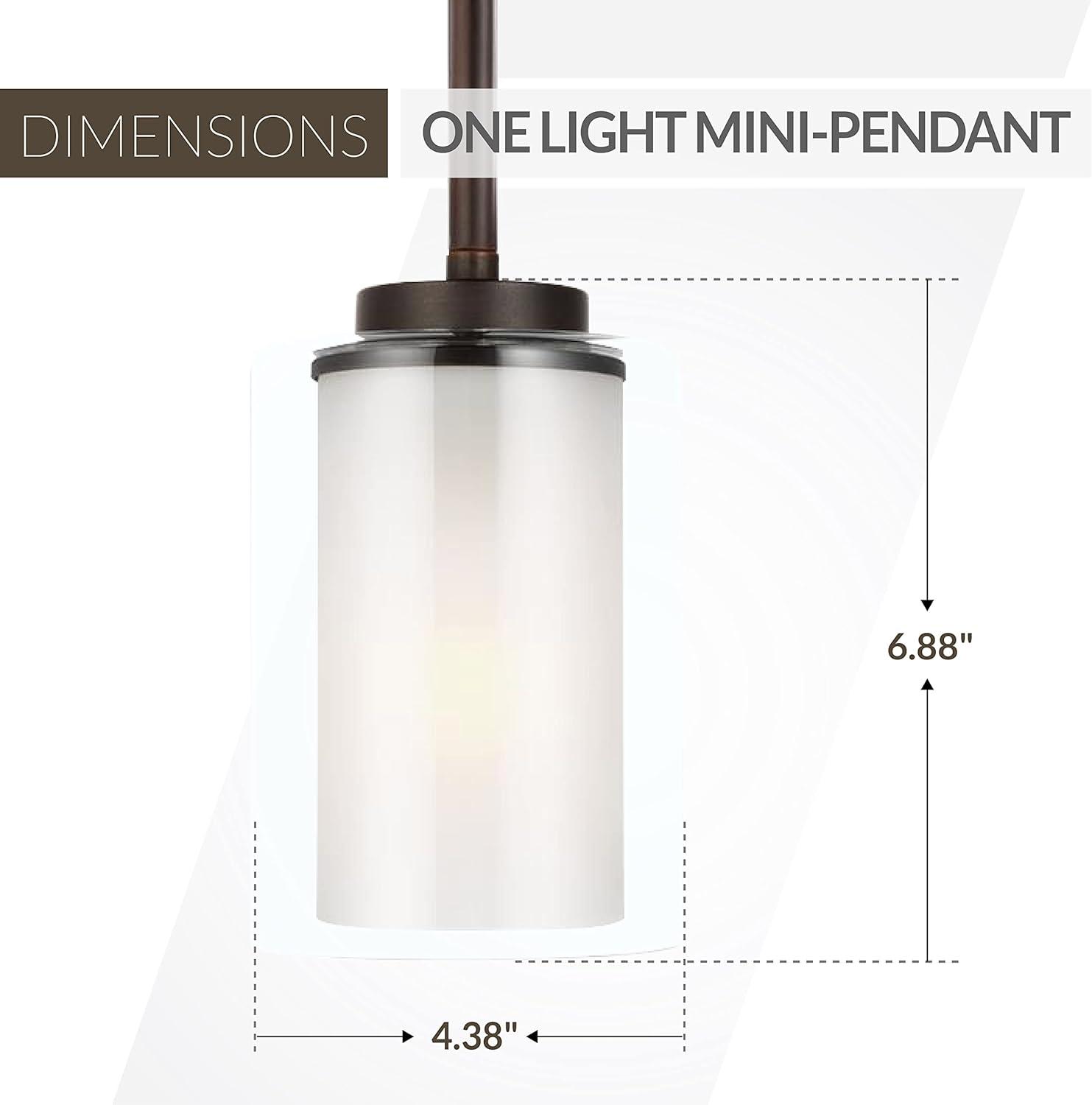 Elmwood Mini Bronze Pendant with Satin Etched Glass Shade