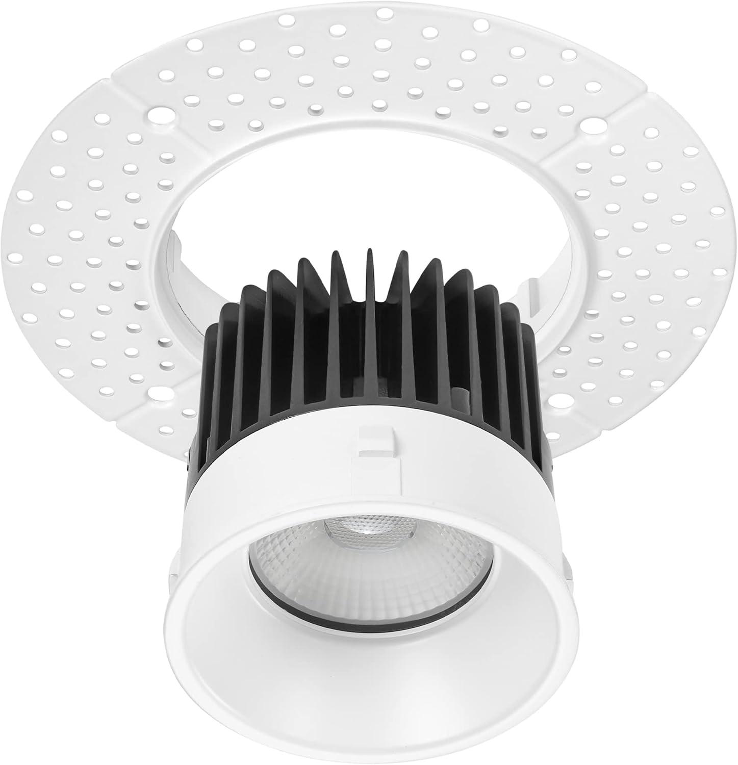 Maxxima 4 in. Trimless Ultra-Thin Recessed Anti-Glare LED Downlight Canless IC Rated 1000 Lumens 5 Color Temperature Selectable 2700K/3000K/3500K/4000K/5000K Dimmable 90 CRI 5 CCT Slim J-Box Included