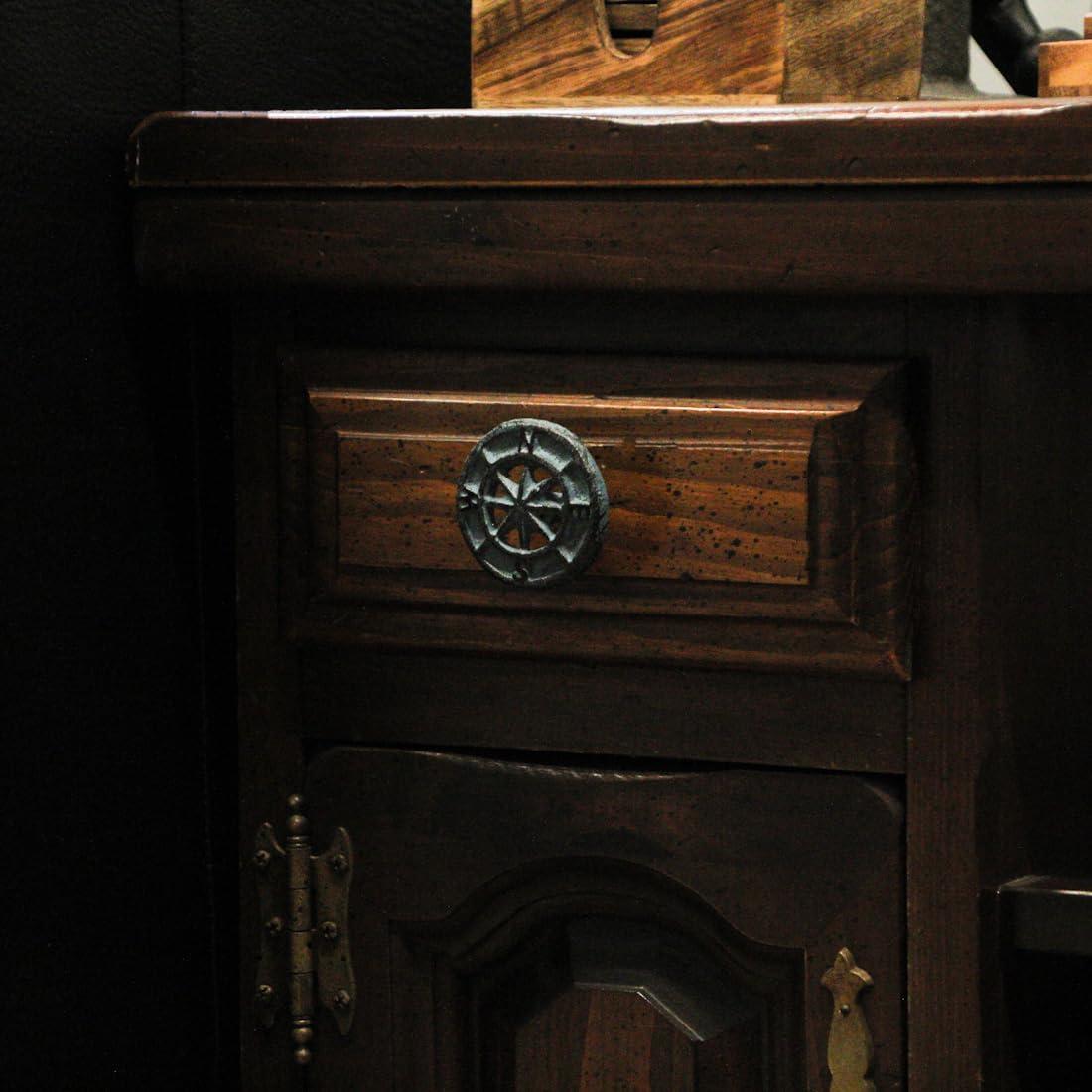 Zeckos Set Of 12 Light Blue Cast Iron Compass Rose Drawer Pulls Cabinet Hardware Knobs (Set of 12)