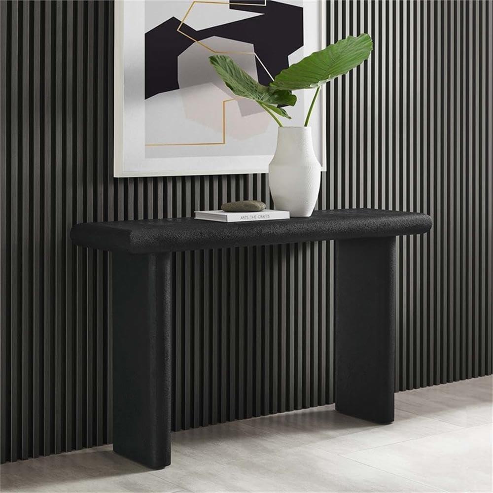 Black Wood and Concrete Console Table with Storage