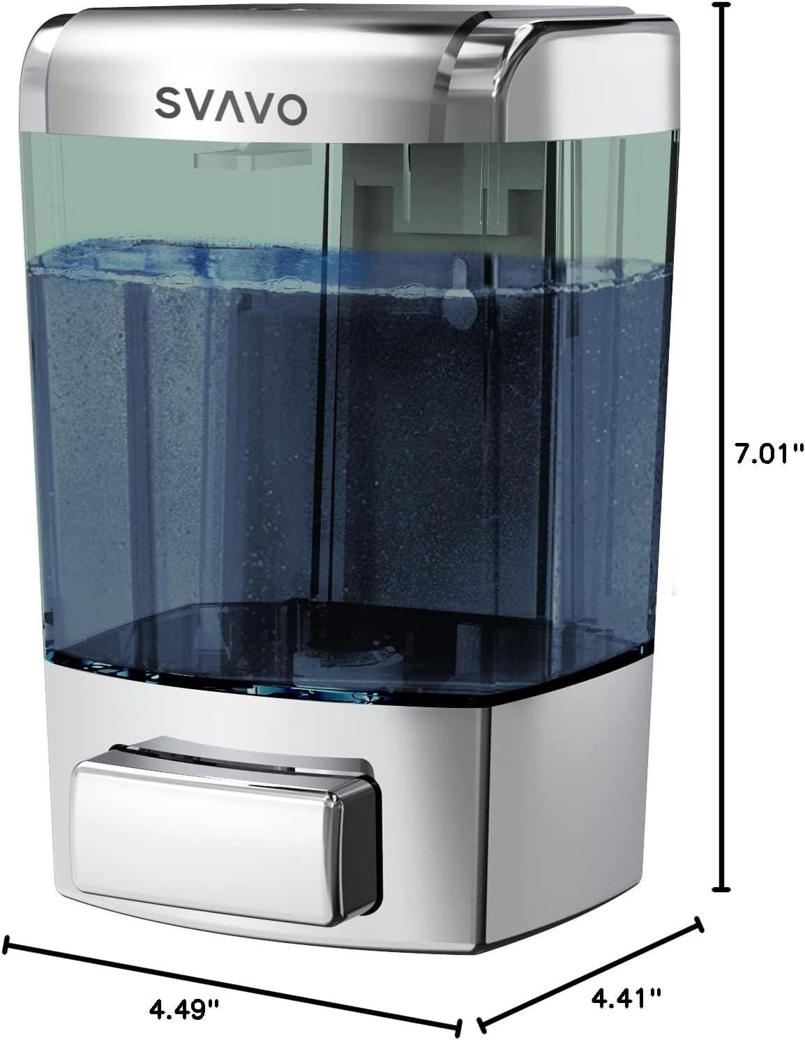 SVAVO Wall Mounted Soap Dispenser Kitchen Bathroom Manual Soap Dispenser Refillable Hand soap Dispenser for Liquid Contianers Shampoo Gel Chamber for Household Commerical 23.7oz (700ml) ABS