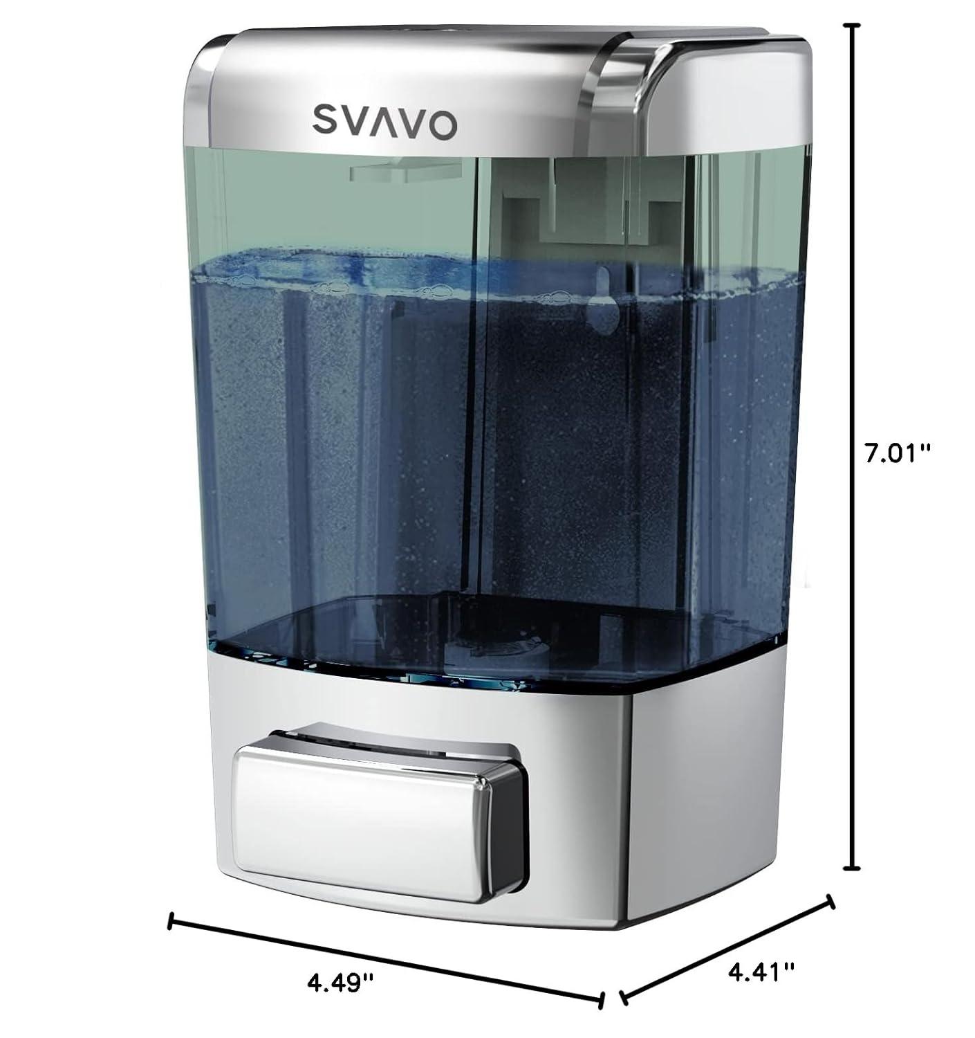 SVAVO Wall Mounted Soap Dispenser Kitchen Bathroom Manual Soap Dispenser Refillable Hand soap Dispenser for Liquid Contianers Shampoo Gel Chamber for Household Commerical 23.7oz (700ml) ABS