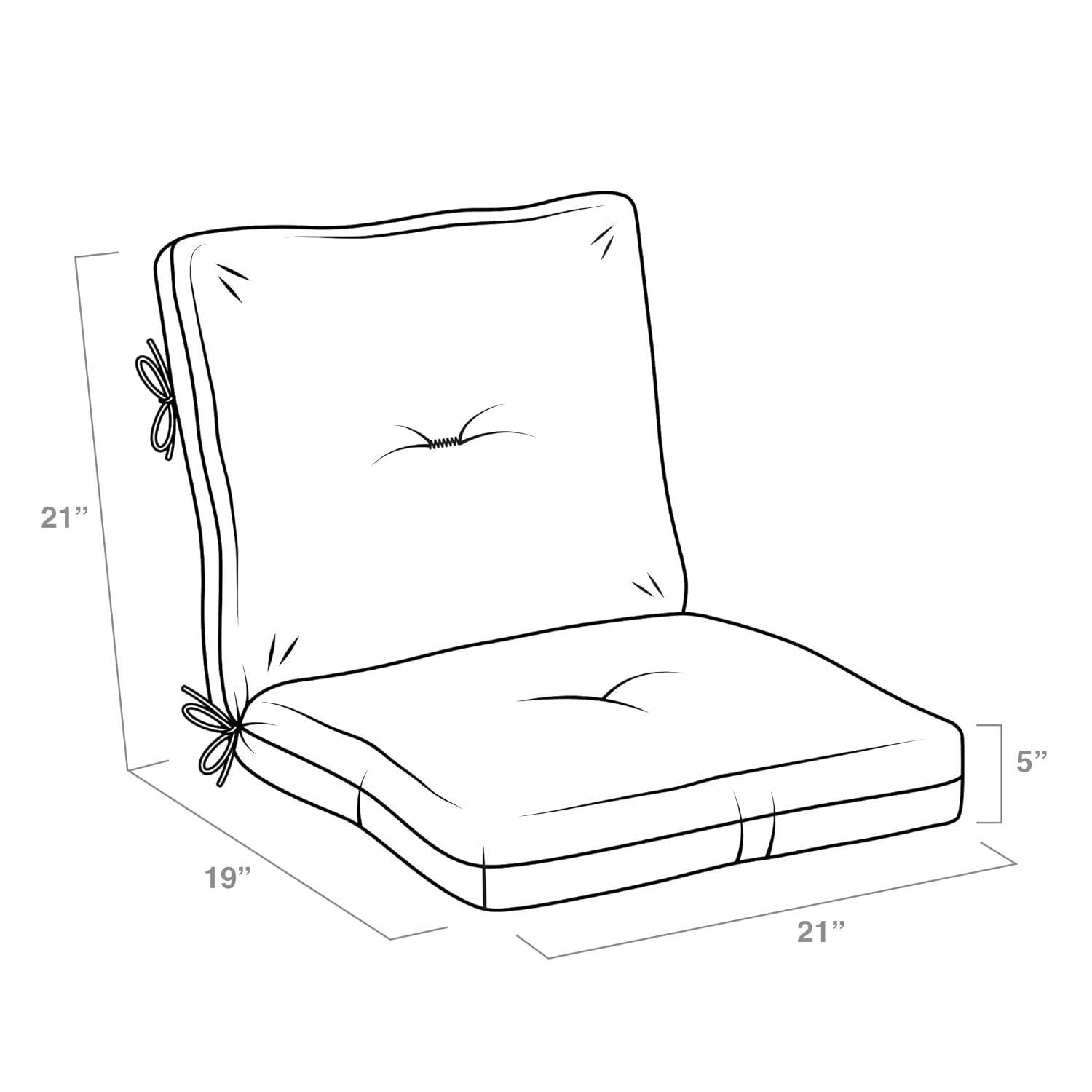 ARDEN Arden earthFIBER Plush Modern Tufted Polyfill Dining Chair Cushion, 21 x 40 (Set of 2)