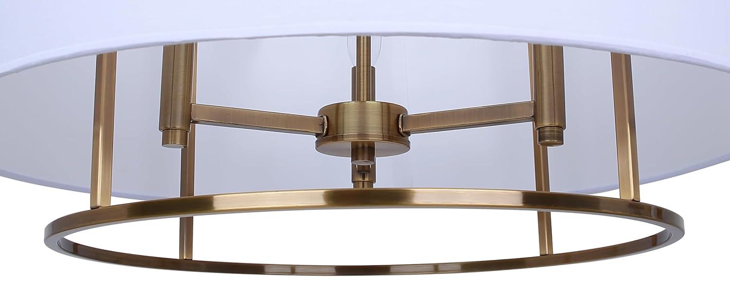 Aria Halo 3-Light Drum Chandelier, 24-Inch Wide Modern Gold Pendant with White Fabric Shade, Adjustable Height Ceiling Light