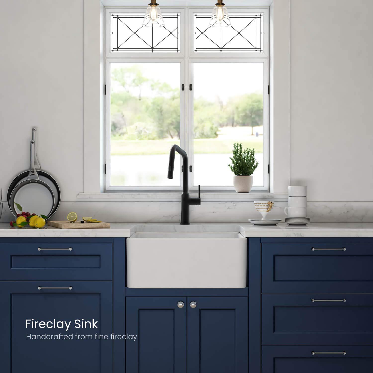 KIBI K2-SF24 Pure 24" W Single Bowl Fireclay Farmhouse Kitchen Sink