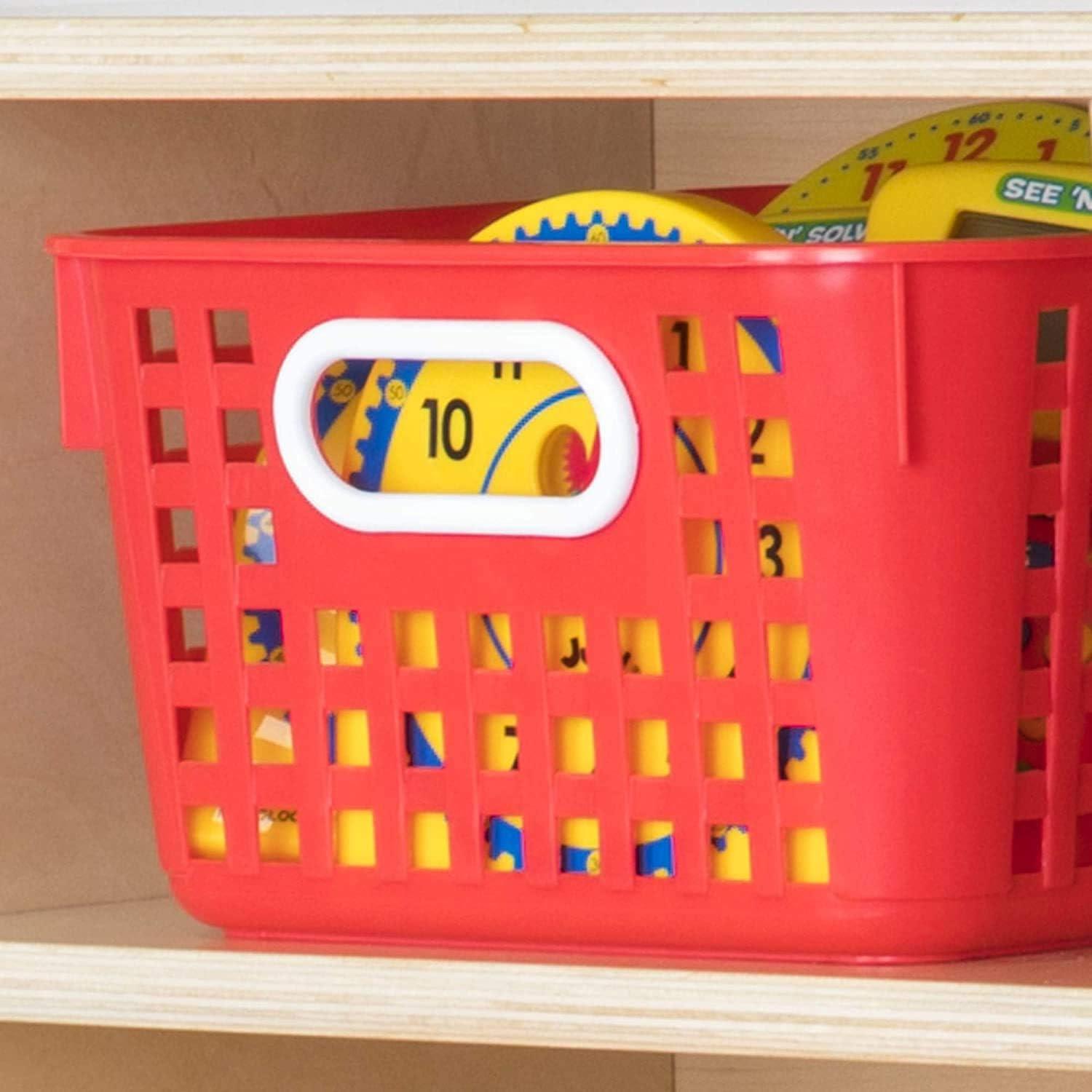 Rainbow Plastic Rectangular Storage Baskets with Handles, 6 Pack