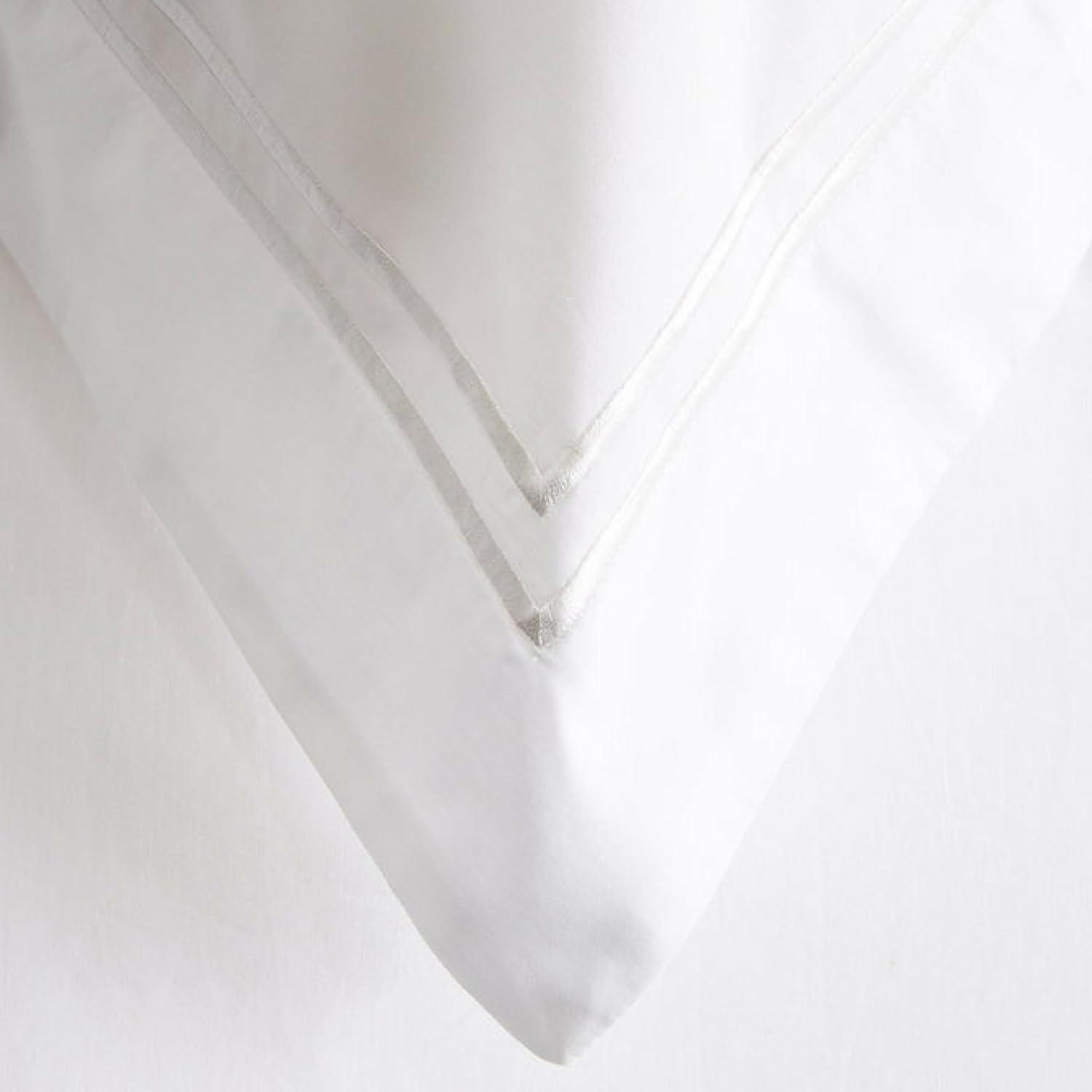 Elegant White Cotton Percale Full/Queen Duvet Set with Satin Stitching