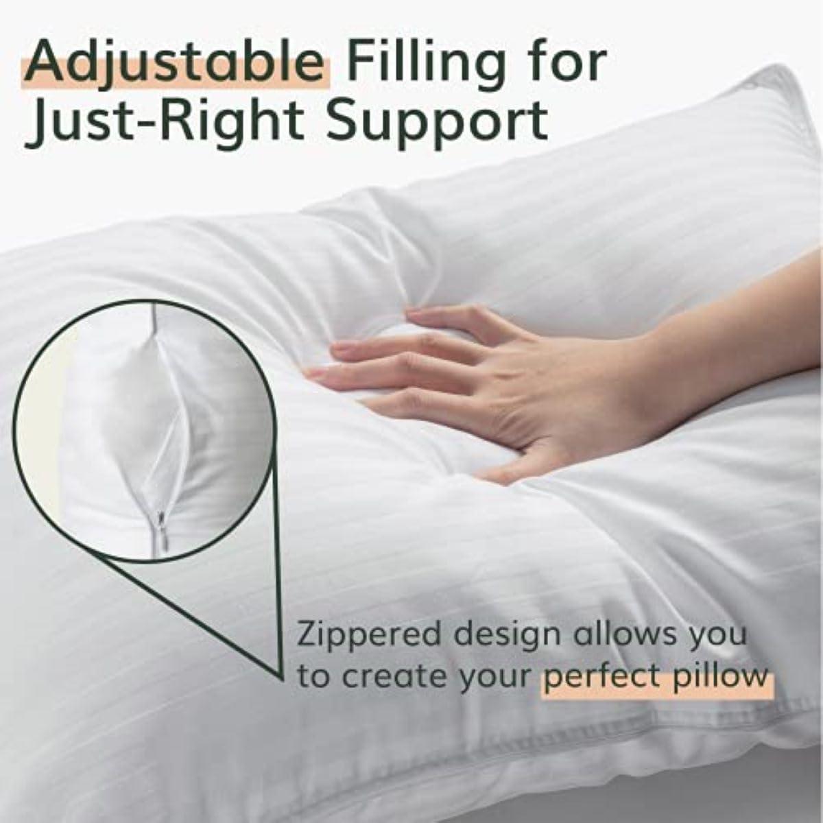 King Size White Hypoallergenic Down Alternative Pillows - Set of 2