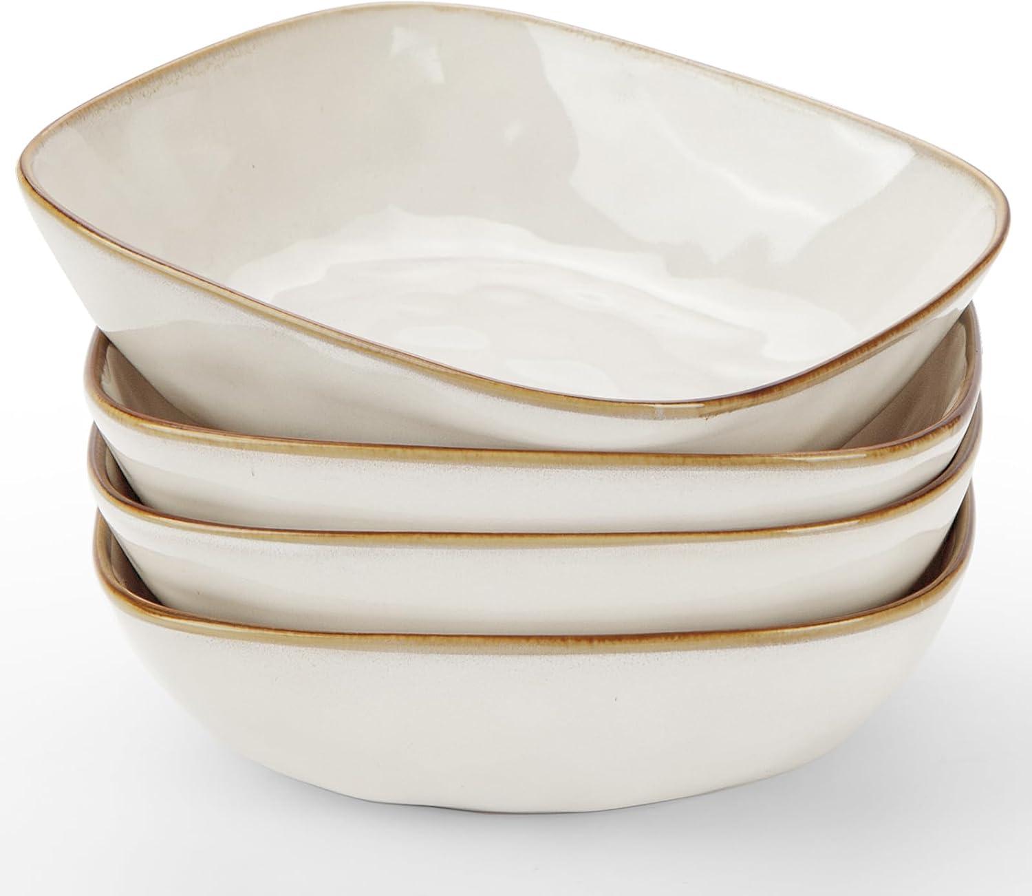 Famiware 8'' Stoneware Large Square Pasta Bowl (Set of 4)